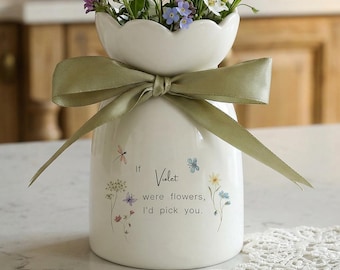 Custom Floral Ceramic Vase, Mother's Day Gift for Grandma, Nana Keepsake, Mug Birthday Gift