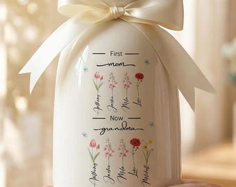 Personalisierte Oma Geburt Blumenvase, erste Mutter jetzt Oma Geschenk, benutzerdefinierte Keramik Andenken