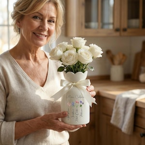 Custom Birth Month Flower Vase, Personalized Ceramic Flower Pot, Mother's Day Gift, Gift For Mother/Nana/Nanny/Grandma, Garden Decor