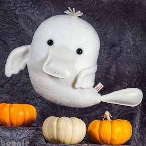 Platypus stuffed animal, Kawaii platypus ghost plush toy, Ghost soft doll, Duck bill platypus, Handmade Halloween boy girl gift, Flat Bonnie
