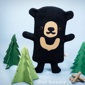 Sun Bear plush, Bear stuffed animal, Kawaii bear cub soft toy, Cute black bear plushie doll, Handmade gift boy girl, Wildlife Flat Bonnie