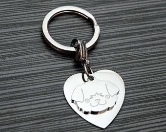 Cute dog keyring charm, Kawaii dog keychain, Backpack charm, Bag accessory, Dog with heart charm, Pet memorial gift, metal charm Flat Bonnie