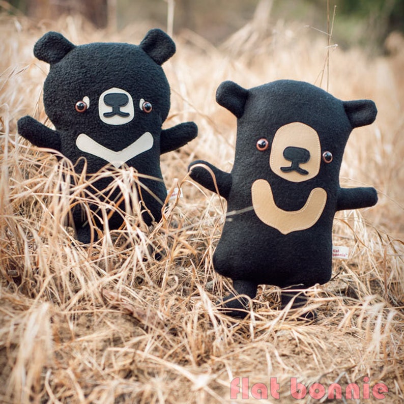 Sun Bear plush, Bear stuffed animal, Kawaii bear cub soft toy, Cute black bear plushie doll, Handmade gift boy girl, Wildlife Flat Bonnie image 3