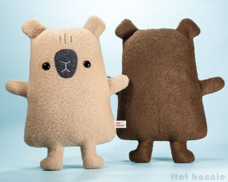 Capybara stuffed animal, Cute plush toy doll, Capybara plushie, Kawaii soft stuffy, Handmade boy girl birthday gift, Tan Brown, Flat Bonnie image 2