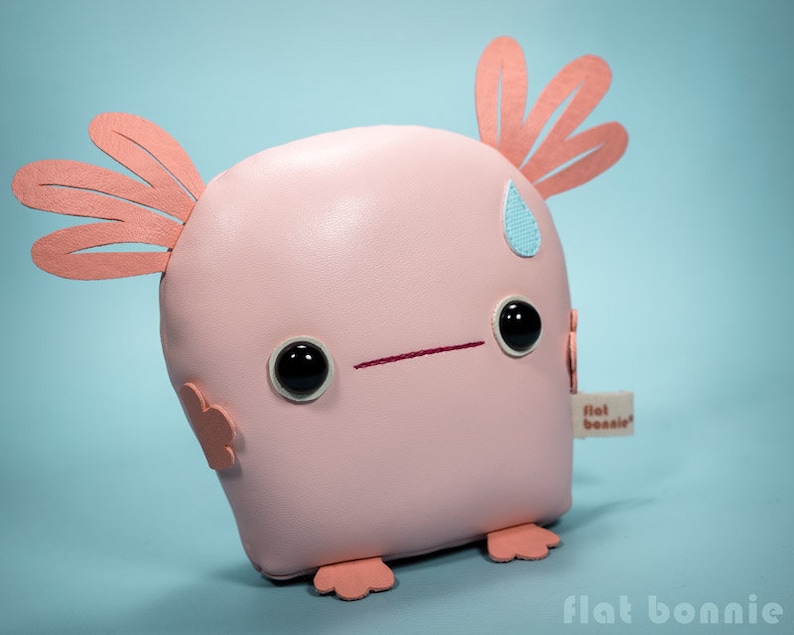 Baby Axolotl plush, Handmade stuffed animal, aka Wooper Looper, Mexican Salamander, Axol, Kawaii Japan, Flat Bonnie image 2