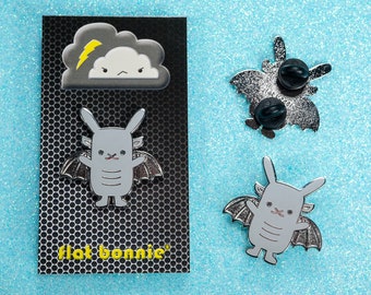 Gargoyle bunny enamel pin, Cute rabbit gargoyle jewelry, Backpack pin brooch, kawaii gothic monster pin, Flat Bonnie