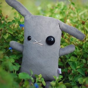Zombie Bunny stuffed animal, Cute rabbit plush, Kawaii bunny toy soft doll, Handmade birthday gift, Halloween monster plushie, Flat Bonnie