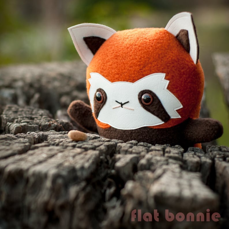 Red Panda plush panda stuffed animal, Handmade stuffed panda, Firefox lesser panda soft toy doll, Kawaii Japan wildlife gift, Flat Bonnie image 1