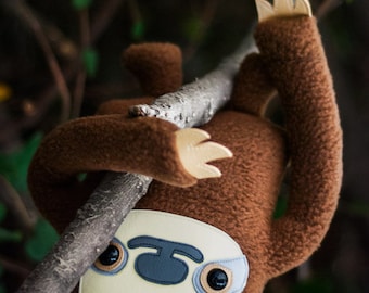 Handmade Sloth Plush: Fleece Stuffed Animal, Wildlife Decor