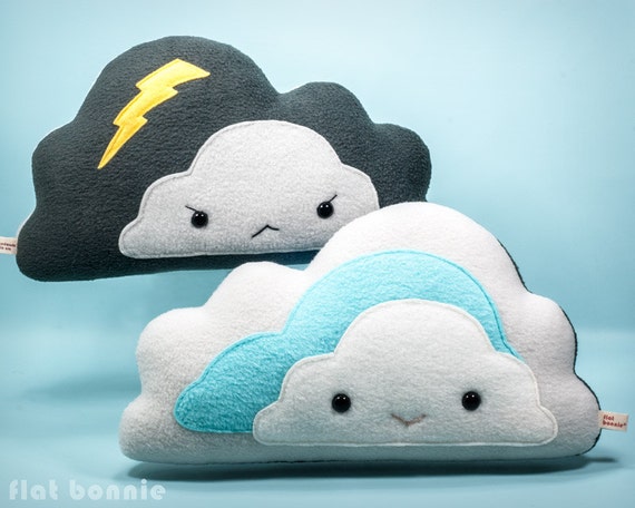 Cloud Pillow Reversible Plushie, Storm Cloud Throw Pillow, Cute