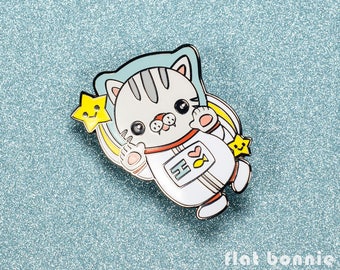 Cat enamel pin, Cat backpack pin, Cute cat lover gift, Kawaii cat jacket pin, Enamel lapel pin cat, Crazy cat lady, BFF gift, Flat Bonnie