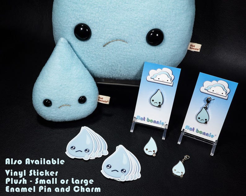 Teardrop plush, Cute sad breakup gift, Crying stuffy toy, Kawaii therapy tears, Ugly cry teardrop plushie, Lonely tear broken heart Uru-Uru image 5