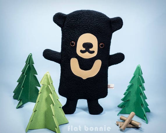 Boy And Girl Stuffed Animal Doll Toy Gift Realistic Black Bear Cub Pet Plush 