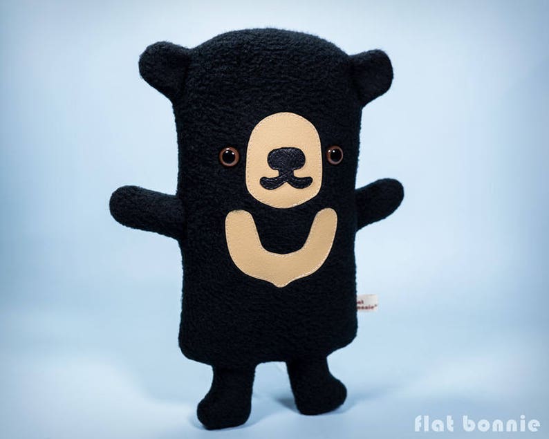 Sun Bear plush, Bear stuffed animal, Kawaii bear cub soft toy, Cute black bear plushie doll, Handmade gift boy girl, Wildlife Flat Bonnie image 4