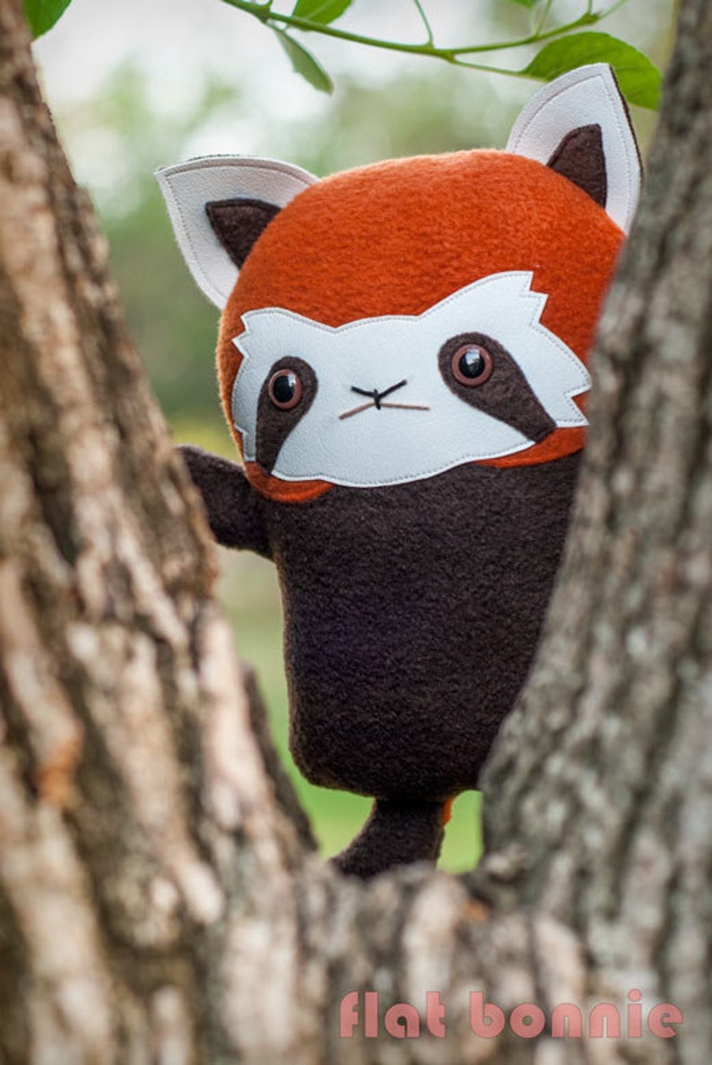 Red Panda plush panda stuffed animal, Handmade stuffed panda, Firefox lesser panda soft toy doll, Kawaii Japan wildlife gift, Flat Bonnie image 3