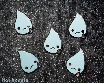 Teardrop enamel pin, Tear drop backpack pin, Ugly cry jacket pin, Kawaii sad heartbreak pin, Breakup gift, Crying rain raindrop, Flat Bonnie