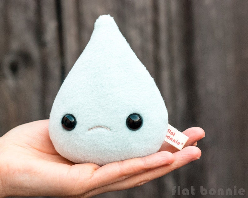 Teardrop plush, Cute sad breakup gift, Crying stuffy toy, Kawaii therapy tears, Ugly cry teardrop plushie, Lonely tear broken heart Uru-Uru image 2