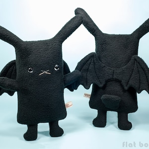 Bunny Bat stuffed animal, Kawaii bat bunny plush, Cute soft toy doll, Handmade gift, Rabbit plushie, BatBun gothic Halloween emo Flat Bonnie