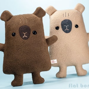 Capybara stuffed animal, Cute plush toy doll, Capybara plushie, Kawaii soft stuffy, Handmade boy girl birthday gift, Tan Brown, Flat Bonnie