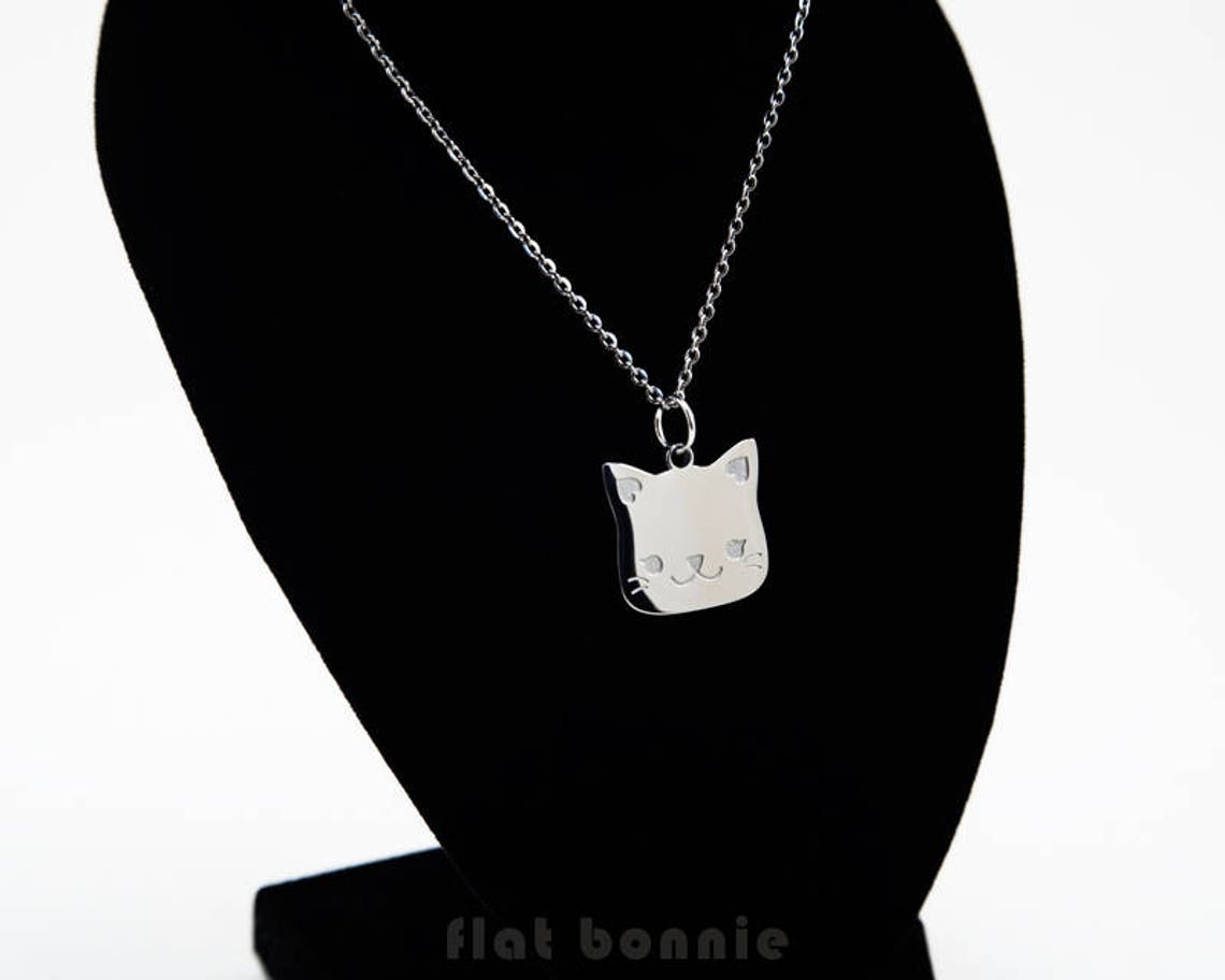 Cute Cat Necklace Cat Charm Cat Jewelry Cute Animal Lover Etsy