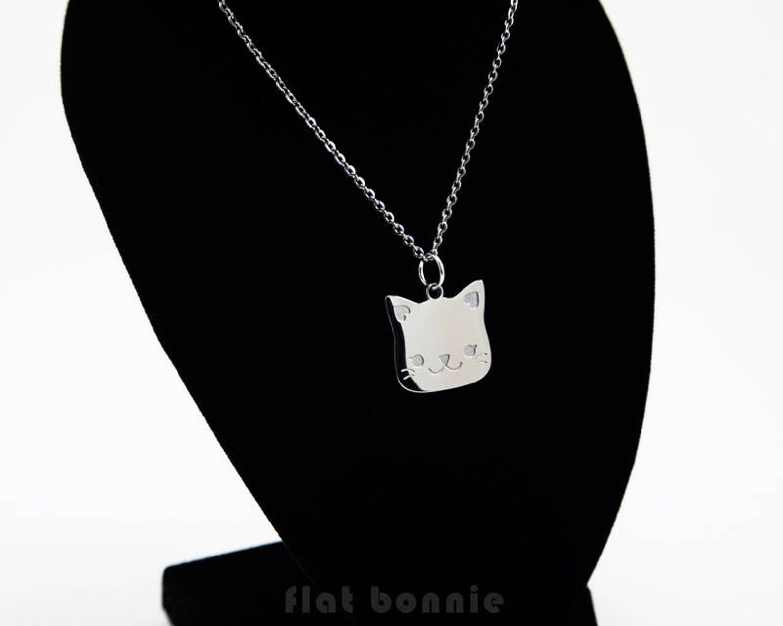 Cute Cat Necklace Cat Charm Cat Jewelry Cute Animal Lover Etsy