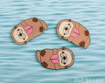 Kawaii Otter Magnet: Emaille Pin - Flache Bonnie