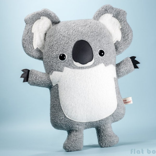 Cute Koala plush stuffed animal, Kawaii koala bear soft toy doll, Handmade animal lover gift, Australia wildlife marsupial, Flat Bonnie