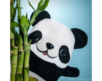 Handmade Kawaii Panda Plush: Black and White Fleece Stuffed Animal
