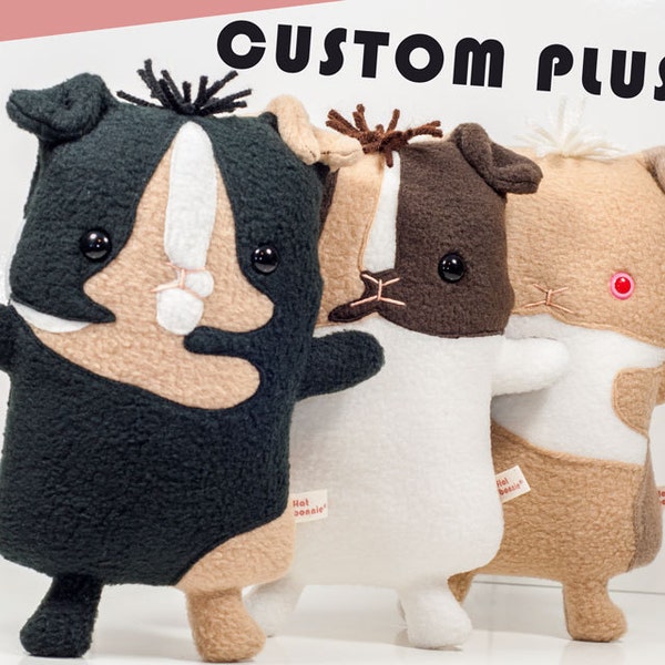 Custom Guinea Pig stuffed animal, Personalized pet memorial plush, Customized piggy soft toy, Handmade pet clone gift, fleece Flat Bonnie
