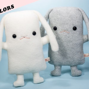 Hotot rabbit stuffed animal Handmade Flat Bonnie kawaii soft toy Blanc de Hotot fleece softy Cute Easter bunny plush doll bunny plushie