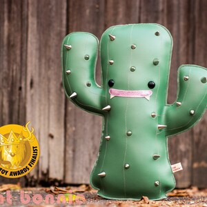 Cactus plush stuffed animal, Kawaii cactus toy art doll, Cute cacti plushie, Desert Southwest succulent monster, Handmade gift, Flat Bonnie image 2
