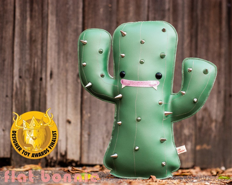 Cactus plush stuffed animal, Kawaii cactus toy art doll, Cute cacti plushie, Desert Southwest succulent monster, Handmade gift, Flat Bonnie image 2