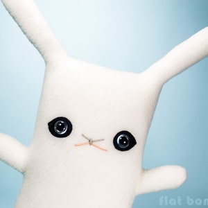 Hotot rabbit stuffed animal, Cute Easter bunny plush doll, kawaii soft toy, bunny plushie, Blanc de Hotot fleece softy, Handmade Flat Bonnie