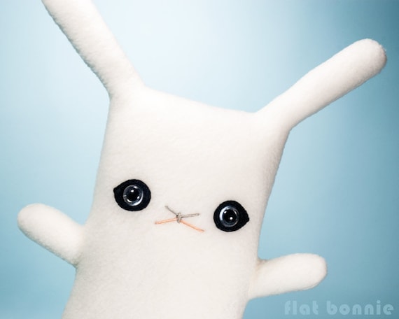 Hotot rabbit stuffed animal Handmade Flat Bonnie kawaii soft toy Blanc de Hotot fleece softy Cute Easter bunny plush doll bunny plushie