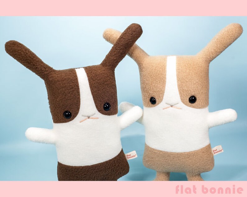 Dutch bunny plush, Easter Bunny stuffed animal, Cute handmade rabbit lover gift, Kawaii soft toy doll softie, brown black tan, Flat Bonnie image 2