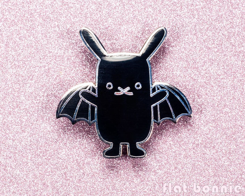 Enamel Pin Gothic Bat Bunny, Cute Rabbit Jacket Pin, Kawaii Backpack ...