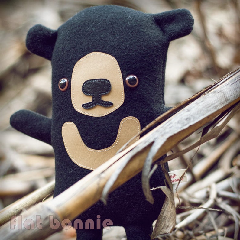 Sun Bear plush, Bear stuffed animal, Kawaii bear cub soft toy, Cute black bear plushie doll, Handmade gift boy girl, Wildlife Flat Bonnie image 2