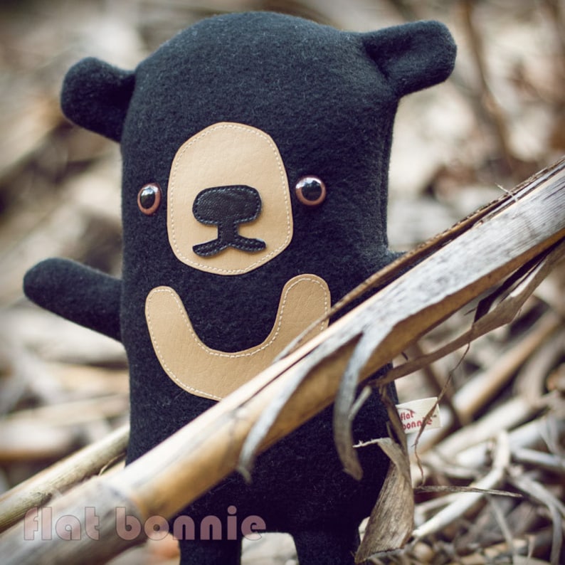 Sun Bear plush, Bear stuffed animal, Kawaii bear cub soft toy, Cute black bear plushie doll, Handmade gift boy girl, Wildlife Flat Bonnie image 2