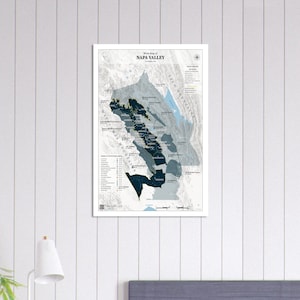 Napa Valley Wine Map Poster – Blue Edition | Real Data | California AVA – Unframed Edition