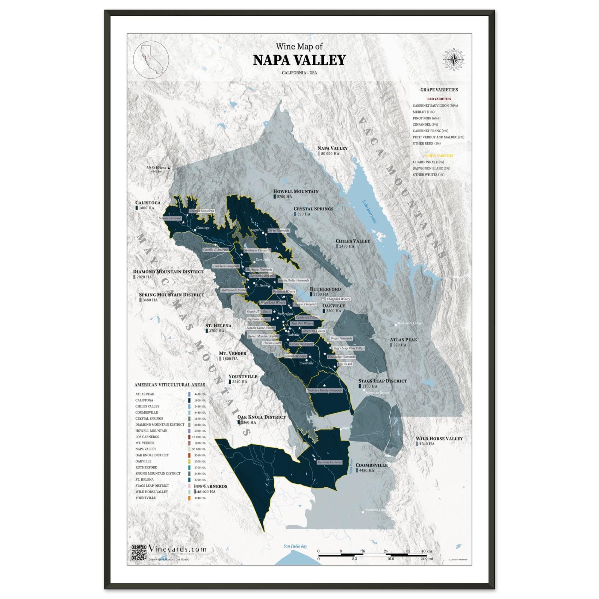 Napa Valley Vineyard Map - Etsy