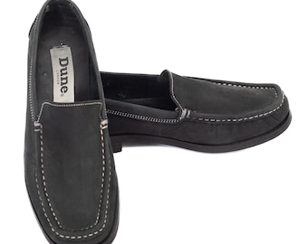 Mocasines Dune London de piel nobuk con costuras en contraste en gris carbón, talla 38