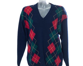 80s PRINGLE OF SCOTLAND Cashmere Rhombus Man Sweater - Etsy