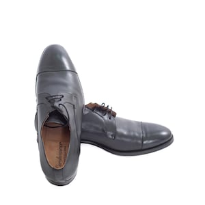 Czarne skórzane półbuty Cordwainer z noskiem typu cap toe | Męskie buty wizytowe Goodyear Welted (rozmiar US 13) zdjęcie 1