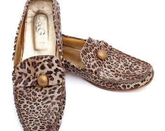 Mocasines vintage de piel de leopardo Dolce & Gabbana / Mocasines italianos Y2K (tallas 39-39,5)