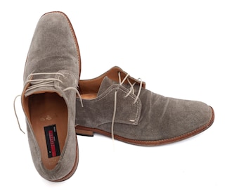 Zapatos Derby Lloyd Germany de ante gris con tacón de rayas rojas, talla 46 (EE. UU. 12,5)