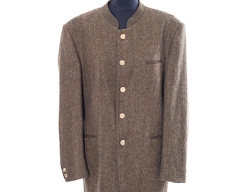 Blazer vintage de loden de alpaca/chaqueta austriaca de espiga con botones de hueso (L-XL)