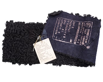 Chal unisex de invierno con cuello de piel de karakul negro, estilo vintage de los años 80, desmontable, fabricado en la fábrica soviética Trud de Moscú.