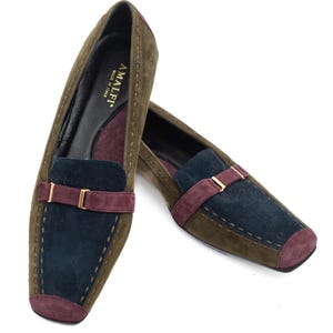 Vintage loafers i mocka med färgblock | Amalfi Tillverkad i Italien, USA 7