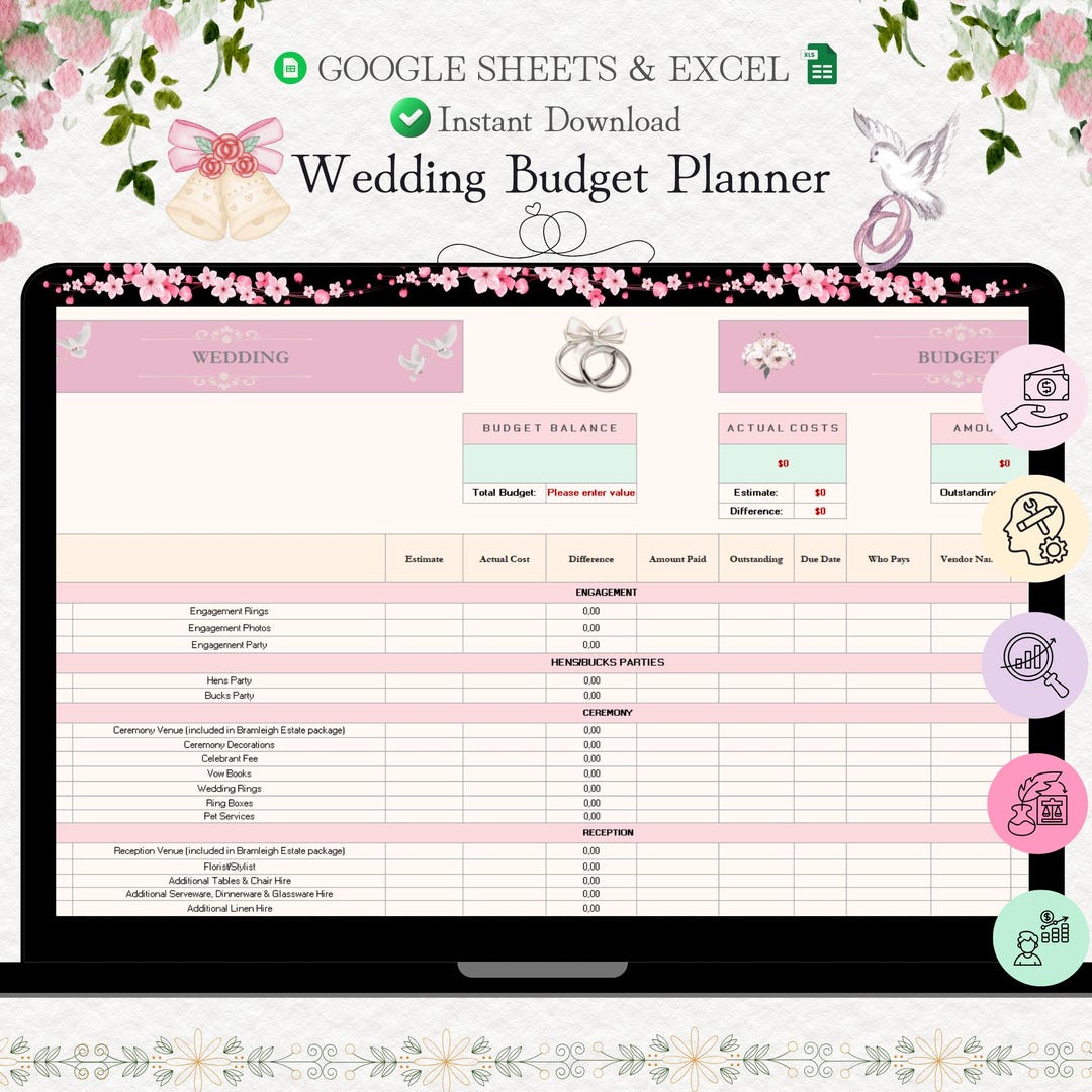 Wedding Budget Template Excel and Google Sheets Ultimate Wedding ...
