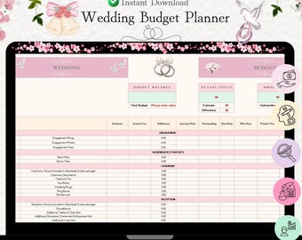 Plantilla de presupuesto de boda en Excel y Hojas de cálculo de Google Planificador de bodas definitivo Rastreador de costos de boda Desglose de gastos Organizador de presupuesto imprimible